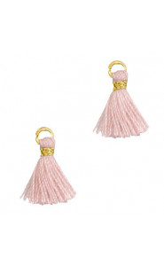 Ibiza style mini Tassel 1cm Gold-vintage pink